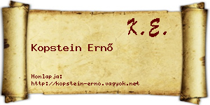 Kopstein Ernő névjegykártya